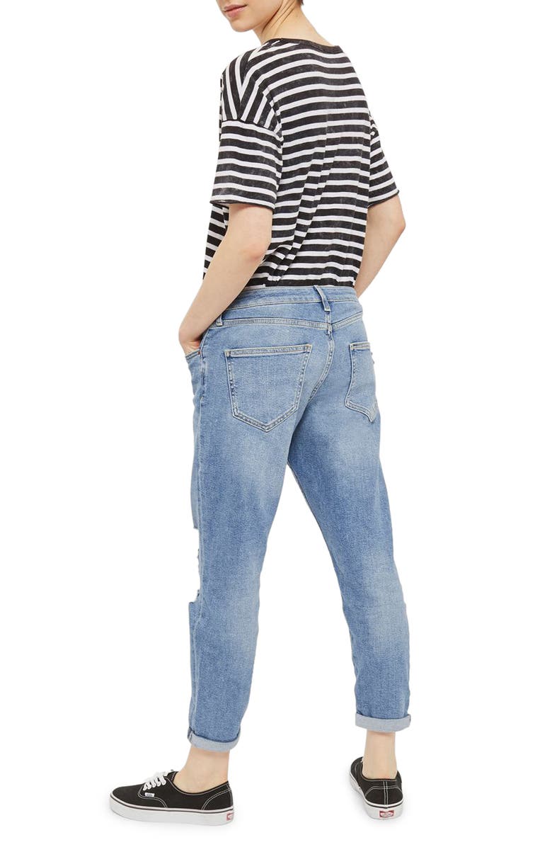 Topshop Lucas Rip Boyfriend Jeans, Alternate, color, 