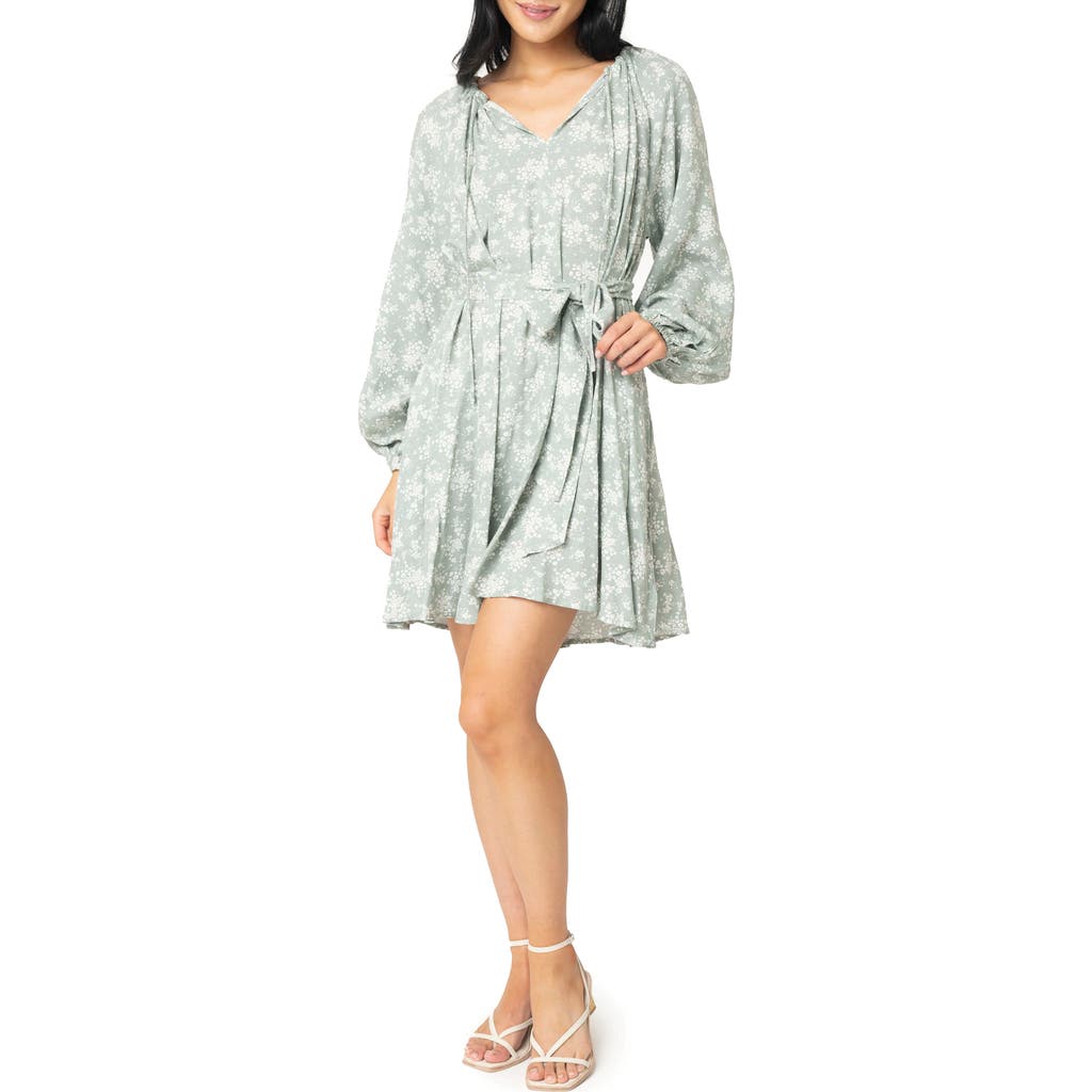Shop Gibsonlook Print Tie Waist Long Sleeve Dress