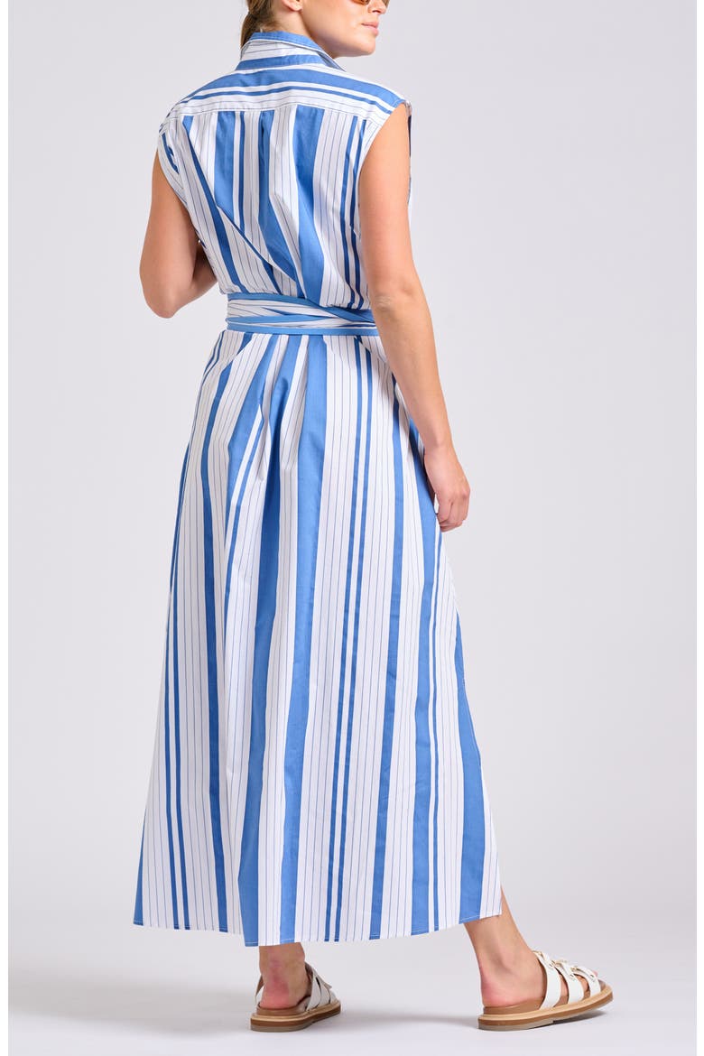 Sleeveless Tie Waist Shirtdress, Alternate, color, AZURE RETRO STRIPE