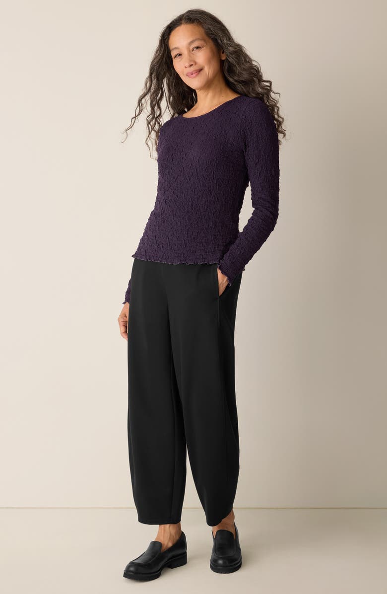 Eileen Fisher Long Sleeve Organic Cotton Crewneck Top, Alternate, color, Aubergine