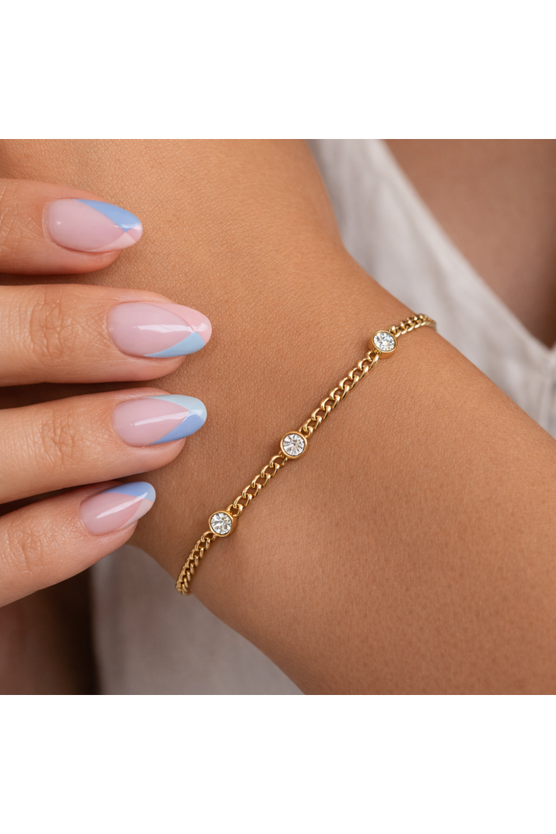 Seraphina Bezel Link Bracelet, Alternate, color, Gold