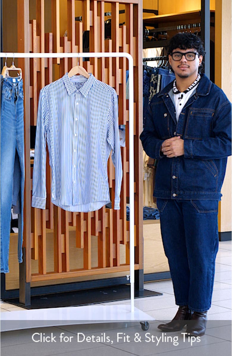 Commuter Slim Fit Stripe Performance Button-Up Shirt, sales video thumbnail