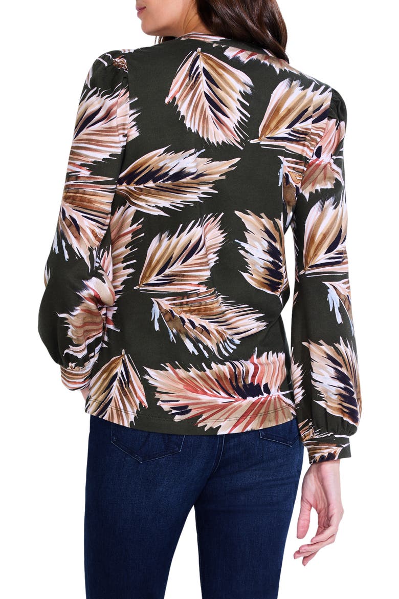 Frond Print Cotton Knit Popover Top, Alternate, color, GREEN MULTI