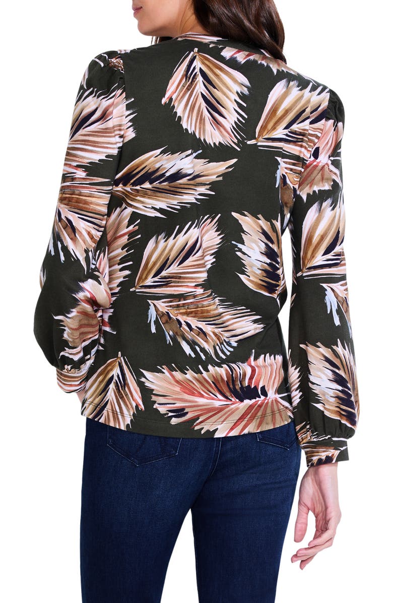 NZT by NIC+ZOE Frond Print Cotton Knit Popover Top, Alternate, color,