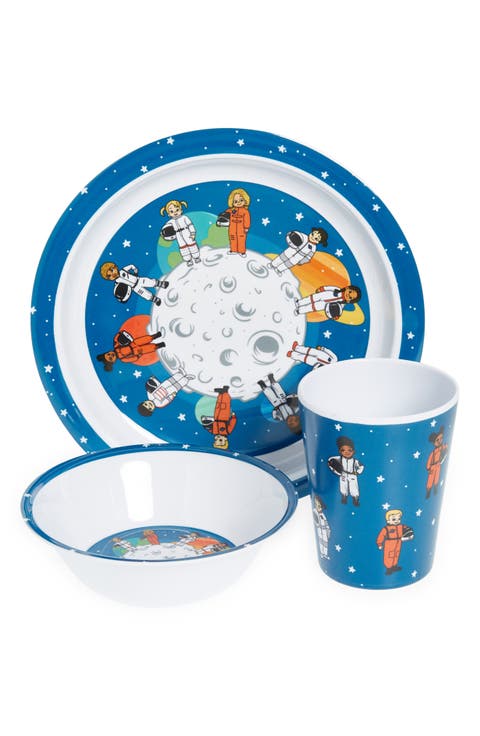 Space Theme Mealtime Plate, Bowl & Cup Set