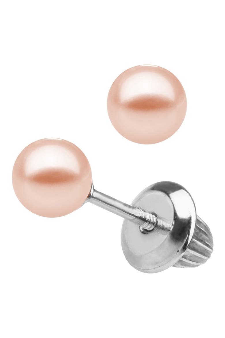 Sterling Silver & Cultured Pearl Earrings, Alternate, color, PINK