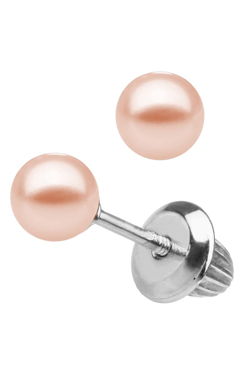 Mignonette Sterling Silver & Cultured Pearl Earrings, Alternate, color, Pink