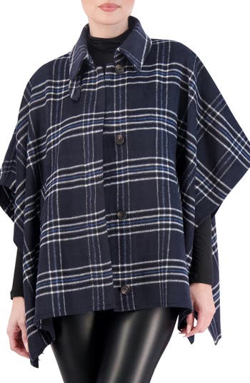 Ookie & Lala Plaid Brushed Knit Cape In Multi
