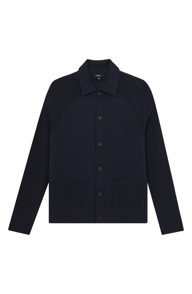 Reiss Fitzgerald Collared Full Button Cardigan, Alternate, color, Navy Blue