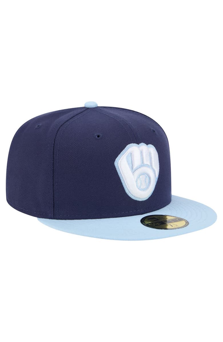 New Era Men's New Era Navy/Light Blue Milwaukee Brewers Color Pack 2-Tone 59FIFTY Fitted Hat, Alternate, color, 
