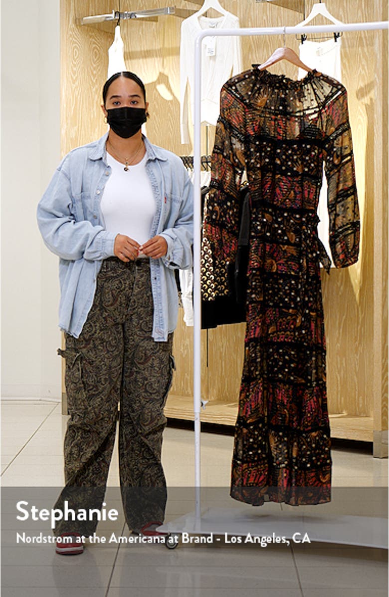 Mix Print Tiered Long Sleeve Dress, sales video thumbnail