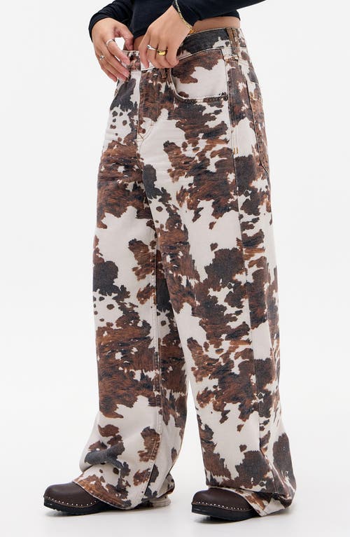 Bdg Urban Outfitters Jaya Cow Print Wide Leg Jeans In Multi