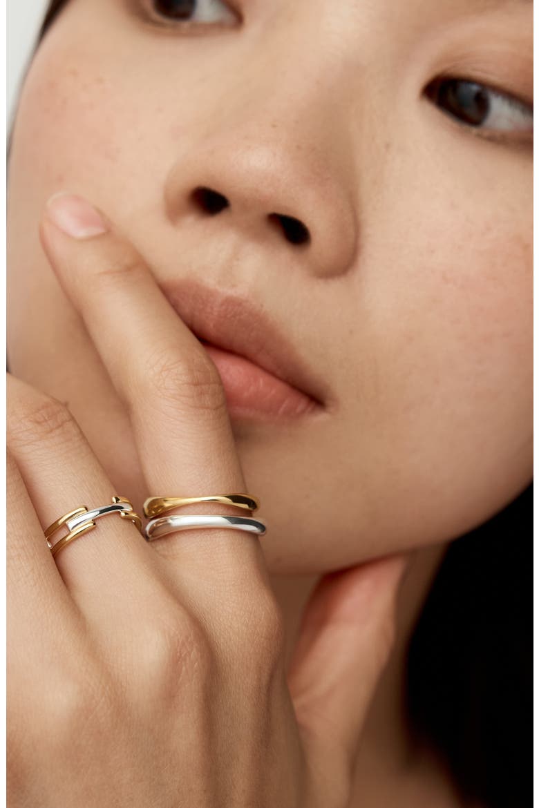 Signature Link Mix Stack Ring, Alternate, color, 18K GOLD VERMEIL