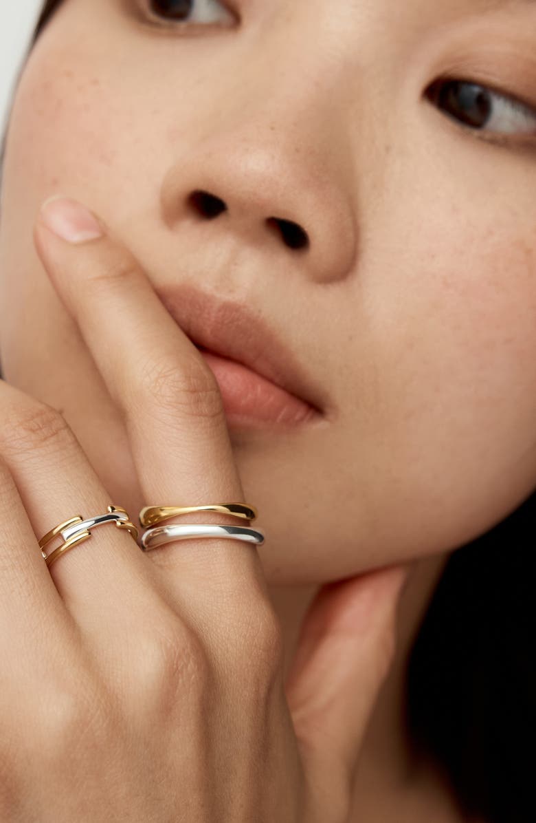 Monica Vinader Signature Link Mix Stack Ring, Alternate, color, 18K Gold Vermeil