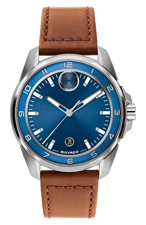 Bold Verso S Leather Strap Watch, 42mm