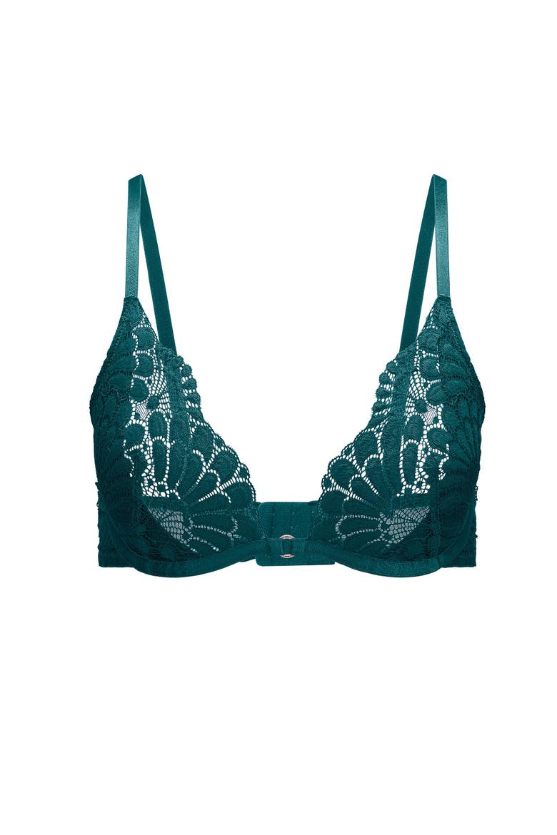 Whitley Unlined Plunge Bra, Alternate, color, Dark green