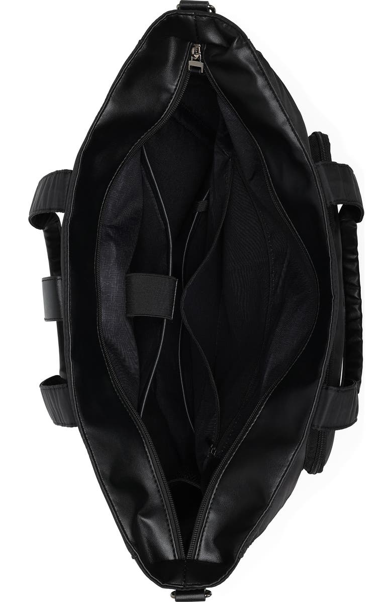 ELLE Voyage 25L Twill and Vegan Leather Weekender Duffel Bag, Alternate, color, Black