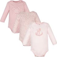 Hudson Baby Essential All-Cotton Long-Sleeve Bodysuit Three-Piece Pack