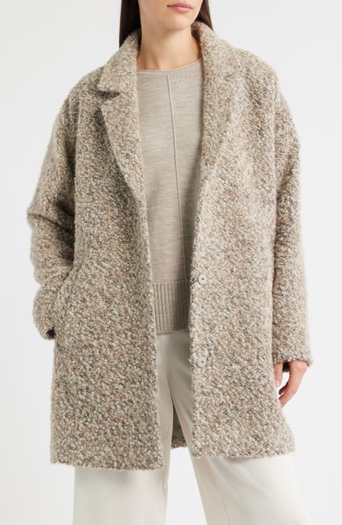 Alpaca & Wool Blend Faux Shearling Coat