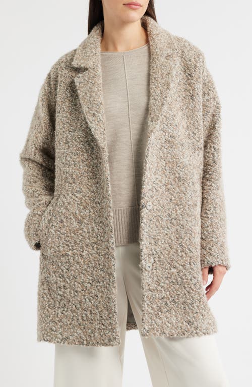 Eileen Fisher Notch Collar Long Coat In Brown