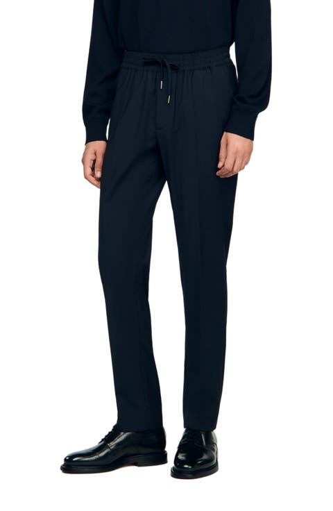 Elasticated straight-leg trousers