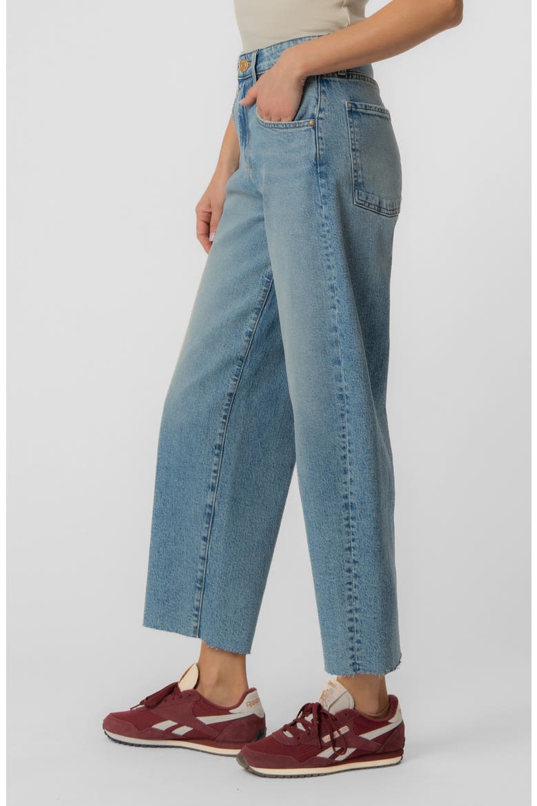 Gwen Raw Hem High Waist Crop Slouchy Wide Leg Jeans, Alternate, color, ANSWERING