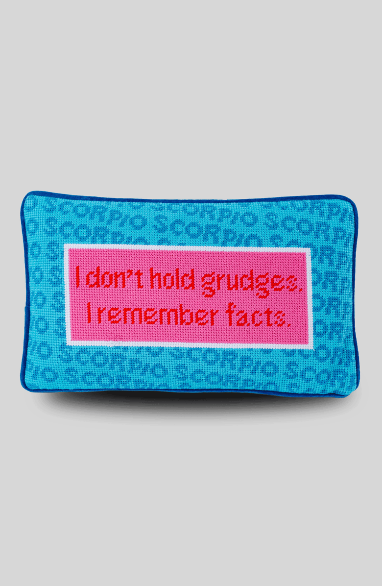 Furbish Scorpio Needlepoint Pillow, Main, color, Teal