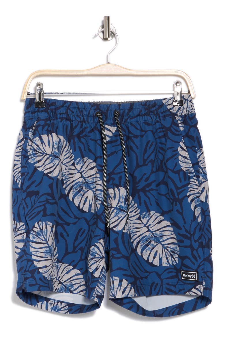 Dypsis Leaves Volley Swim Trunks, Main, color, OBSIDIAN