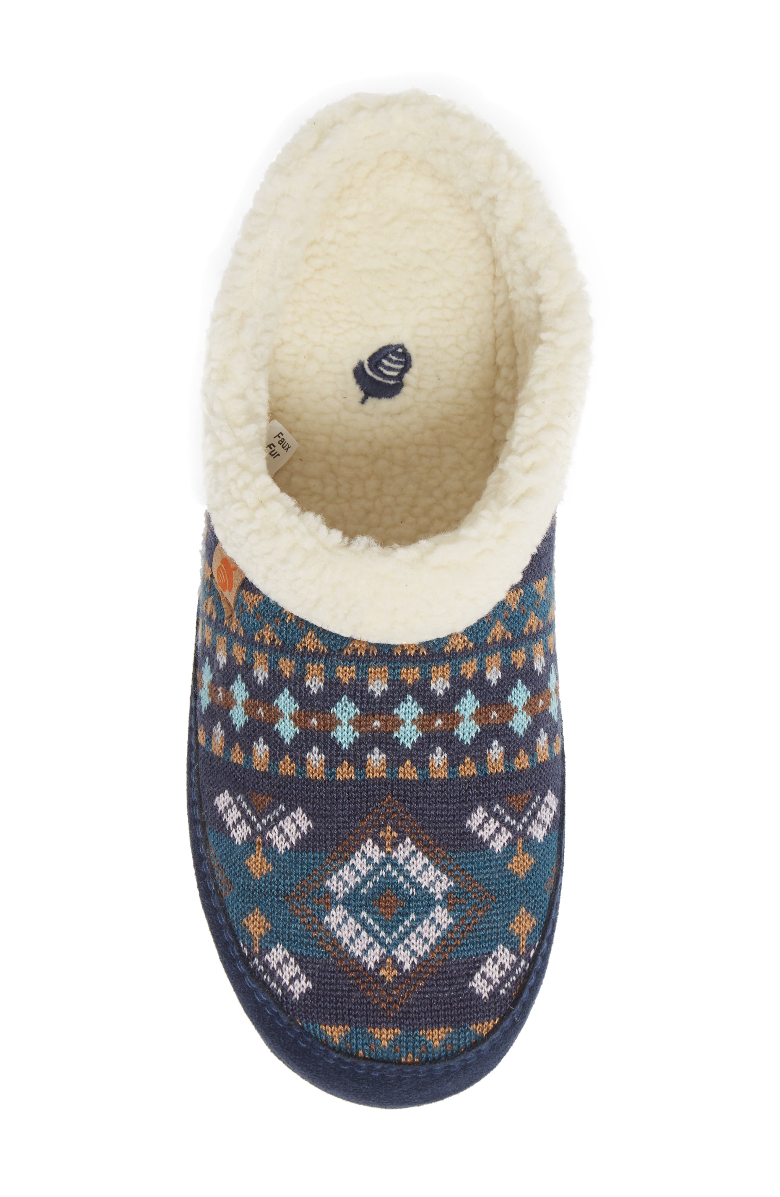 Fair Isle Hoodback Scuff Slipper, Alternate, color, BLUE MULTI