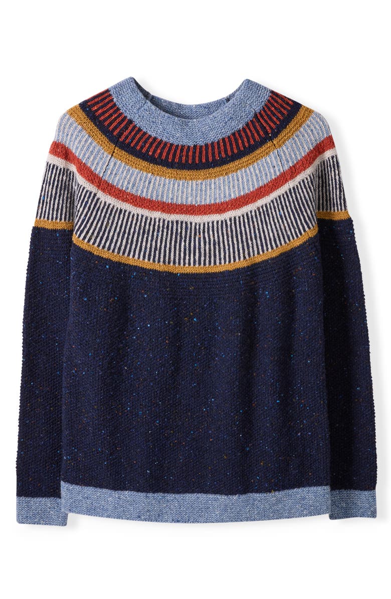 Celtic & Co. Statement Donegal Wool Sweater, Alternate, color, Navy/ Denim