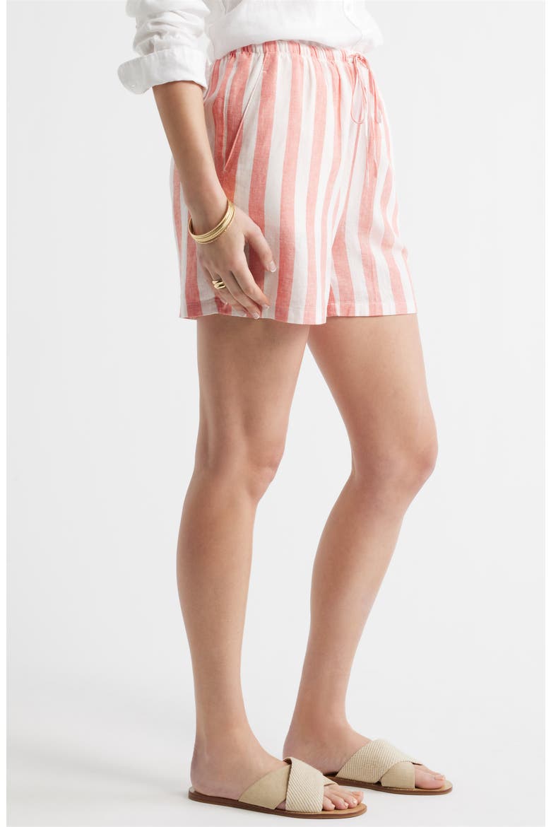Easy Linen Blend Shorts, Alternate, color, PINK- CORAL CABANA STRIPE
