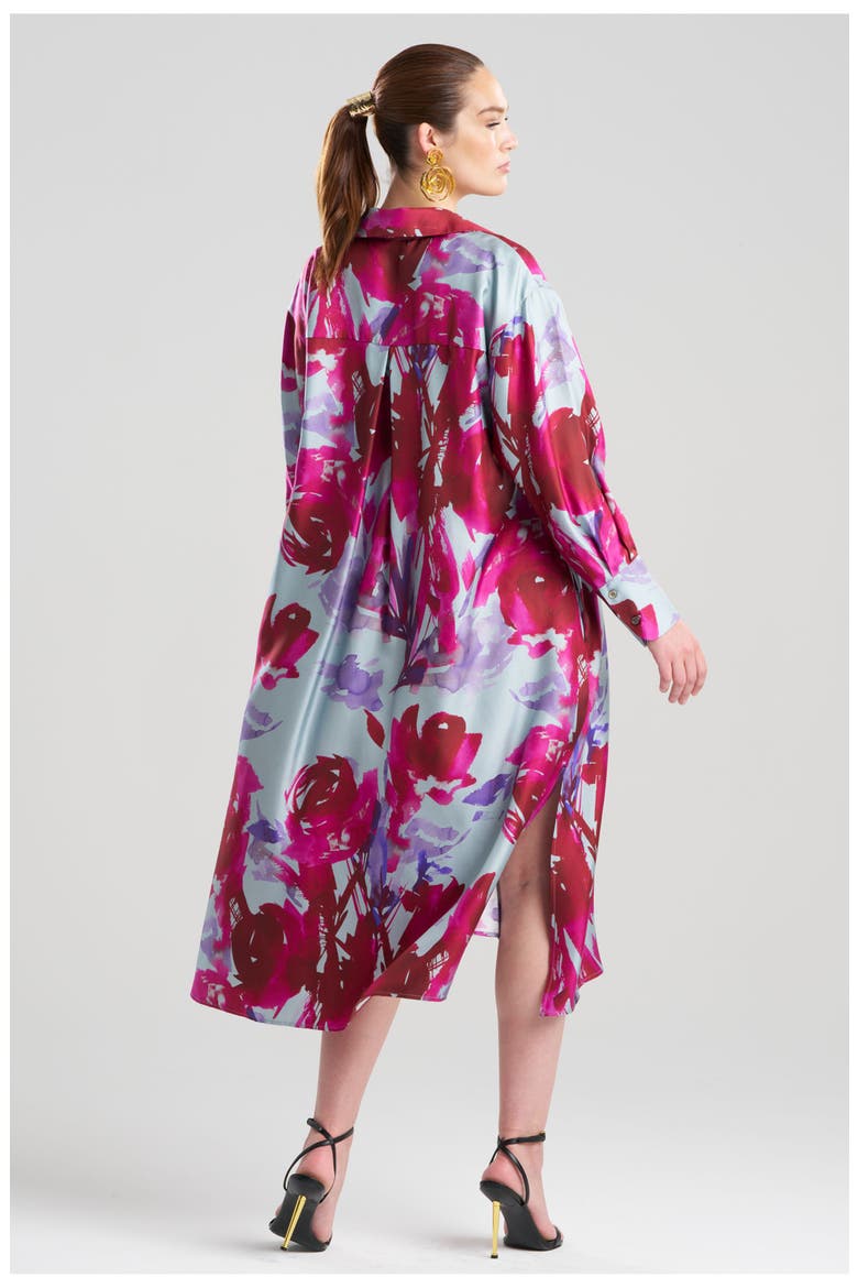 Mira Silk Twill Oversized Shirt Dress, Alternate, color, FUCHSIA
