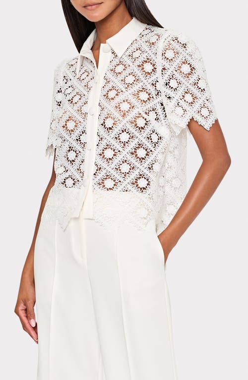 Milly Addison Lace Short Sleeve Shirt In Neutral