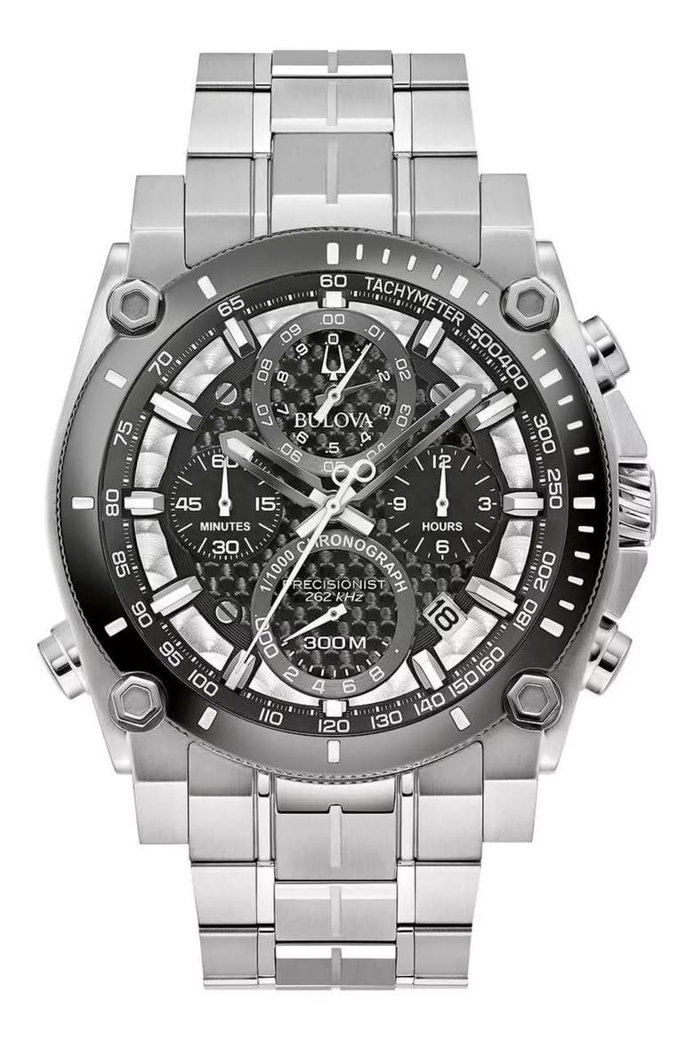Precisionist Chronograph Bracelet Watch, 46mm, Main, color, SILVER