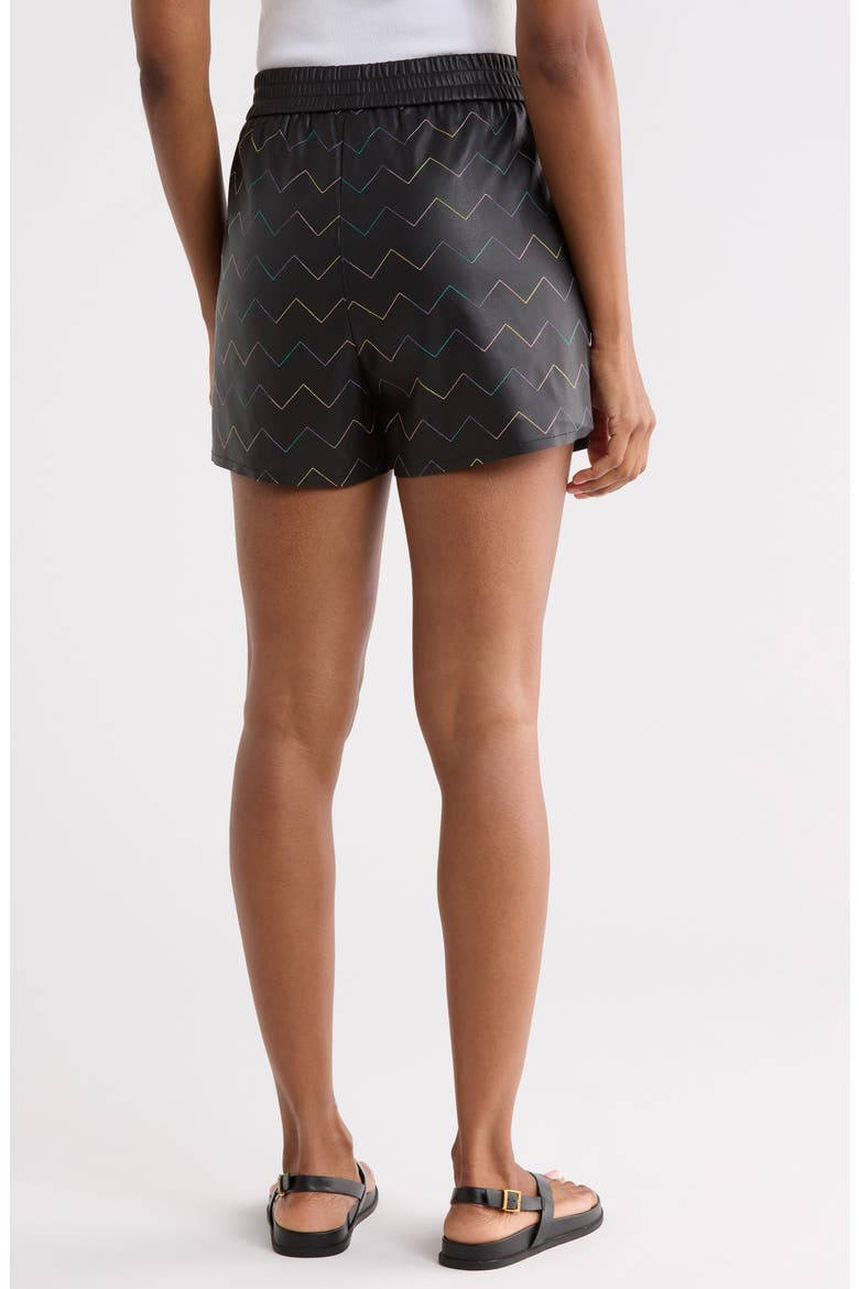 Gessell Embroidered Faux Leather Shorts, Alternate, color, BLACK MULTI