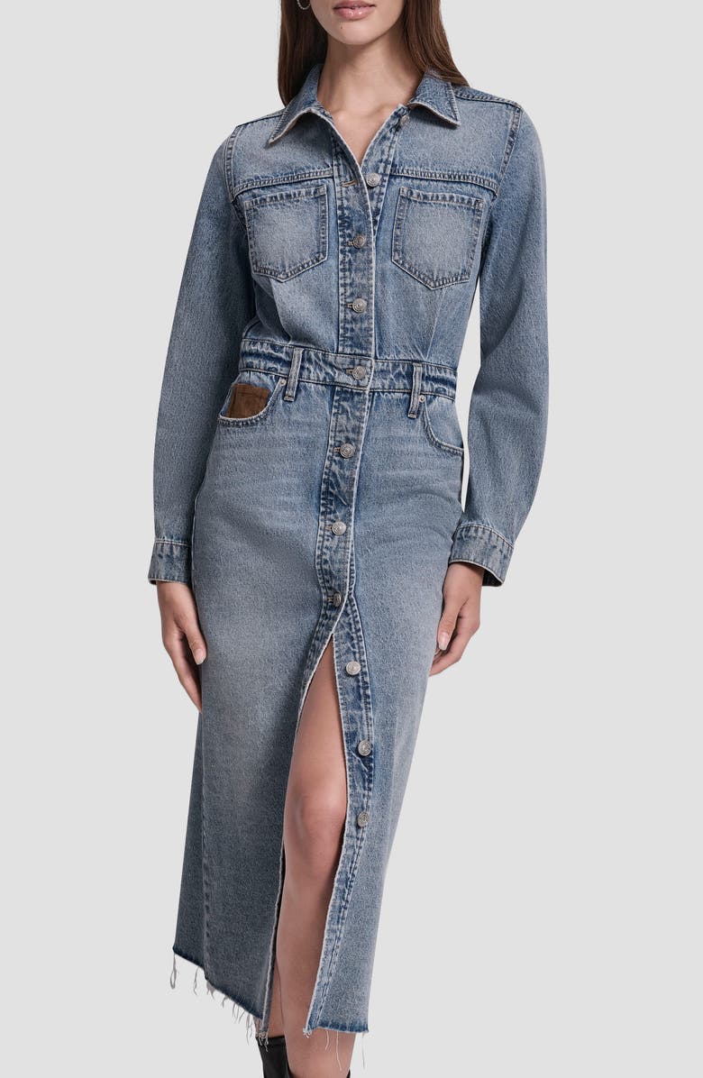 DKNY Jeans Denim Overall Dress, Alternate, color, Park Slope
