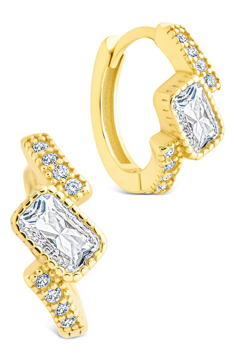 Sterling Forever Maevyn Cubic Zirconia Huggie Hoop Earrings, Main, color, Gold
