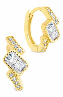 Sterling Forever Maevyn Cubic Zirconia Huggie Hoop Earrings