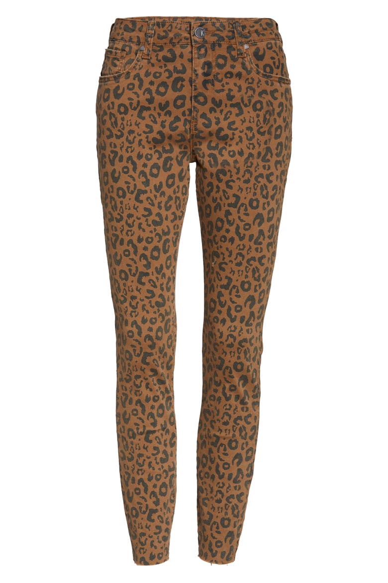 Donna Leopard Print High Waist Ankle Skinny Jeans, Alternate, color, MOCHA/ BLACK