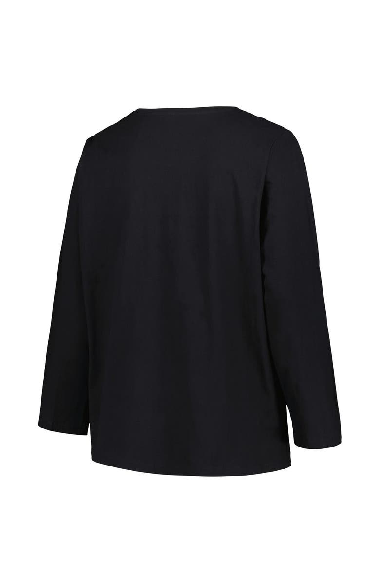 PROFILE Women's Profile Black Iowa Hawkeyes Plus Size Arch Over Logo Scoop Neck Long Sleeve T-Shirt, Alternate, color, Black