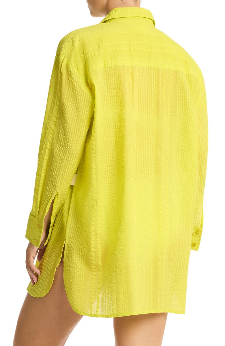 Sea Level Heatwave Cover-Up Shirtdress, Alternate, color, Citron