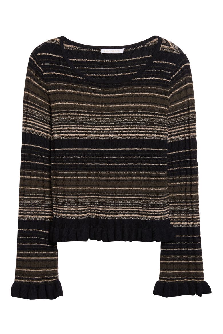 Melissa Texture Merino Wool Blend Knit Top, Alternate, color, DEEP OLIVE CABLE