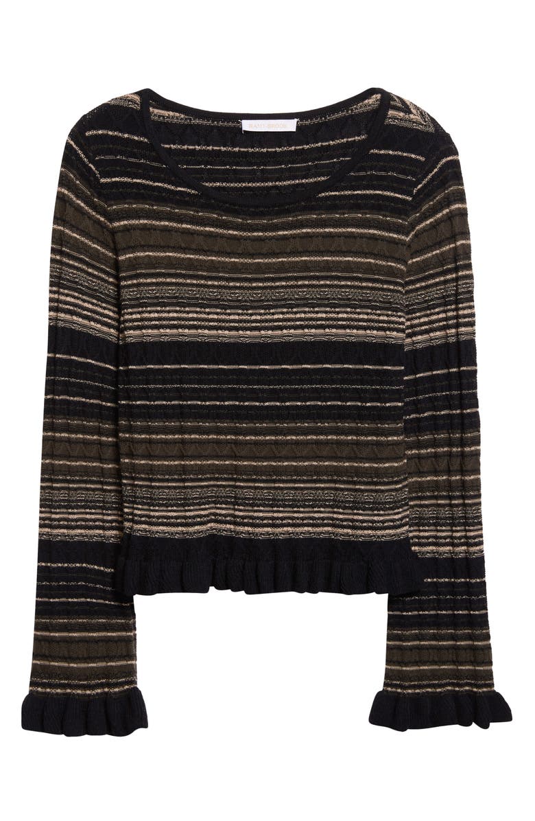 Ramy Brook Melissa Texture Merino Wool Blend Knit Top, Alternate, color, Deep Olive Cable