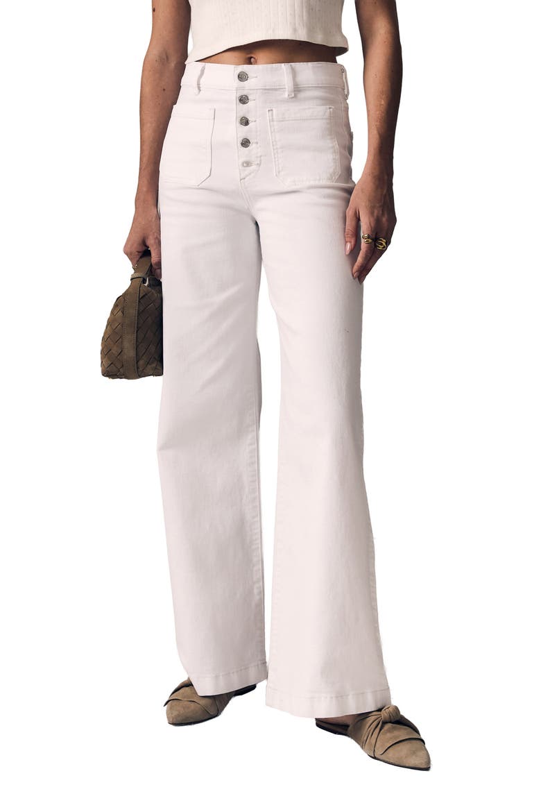 Georgia Patch Pocket Wide Leg Jeans, Main, color, WHITE