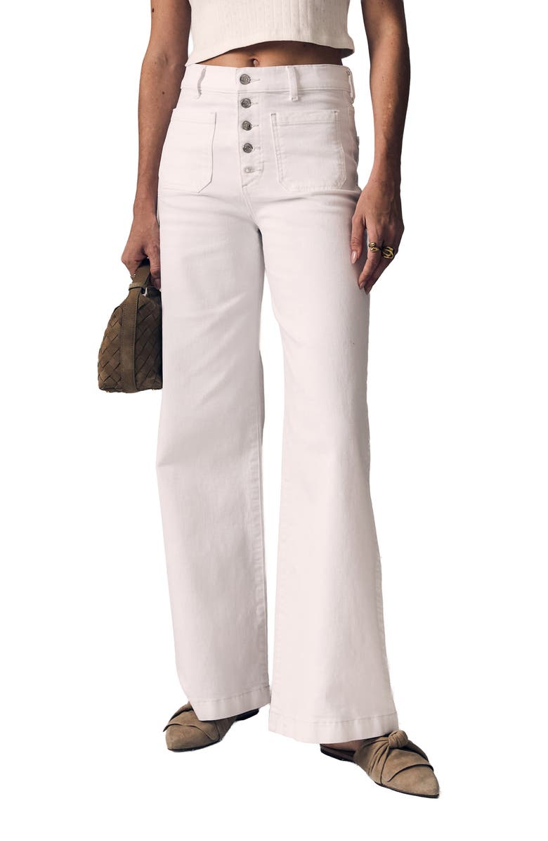 LE JEAN Georgia Patch Pocket Wide Leg Jeans, Main, color, White