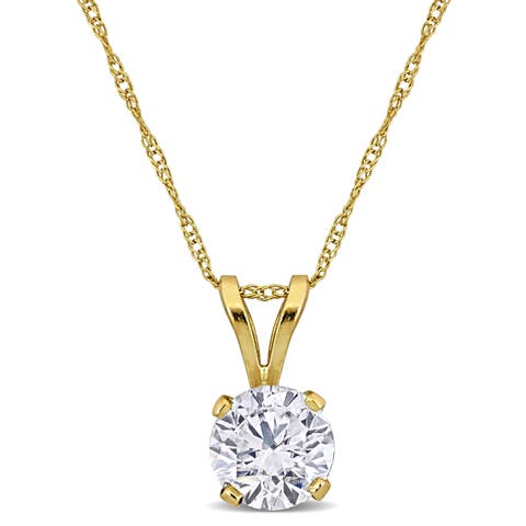 1 CTW Lab-Grown Diamond Solitaire Necklace 14k
