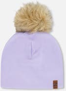 Deux par Deux Stretch Jersey Hat with Pompom