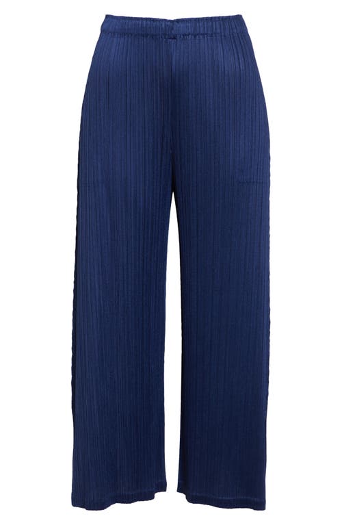 Shop Issey Miyake Pleats Please  Monthly Colors February Pleated Crop Wide Leg Pants In Navy