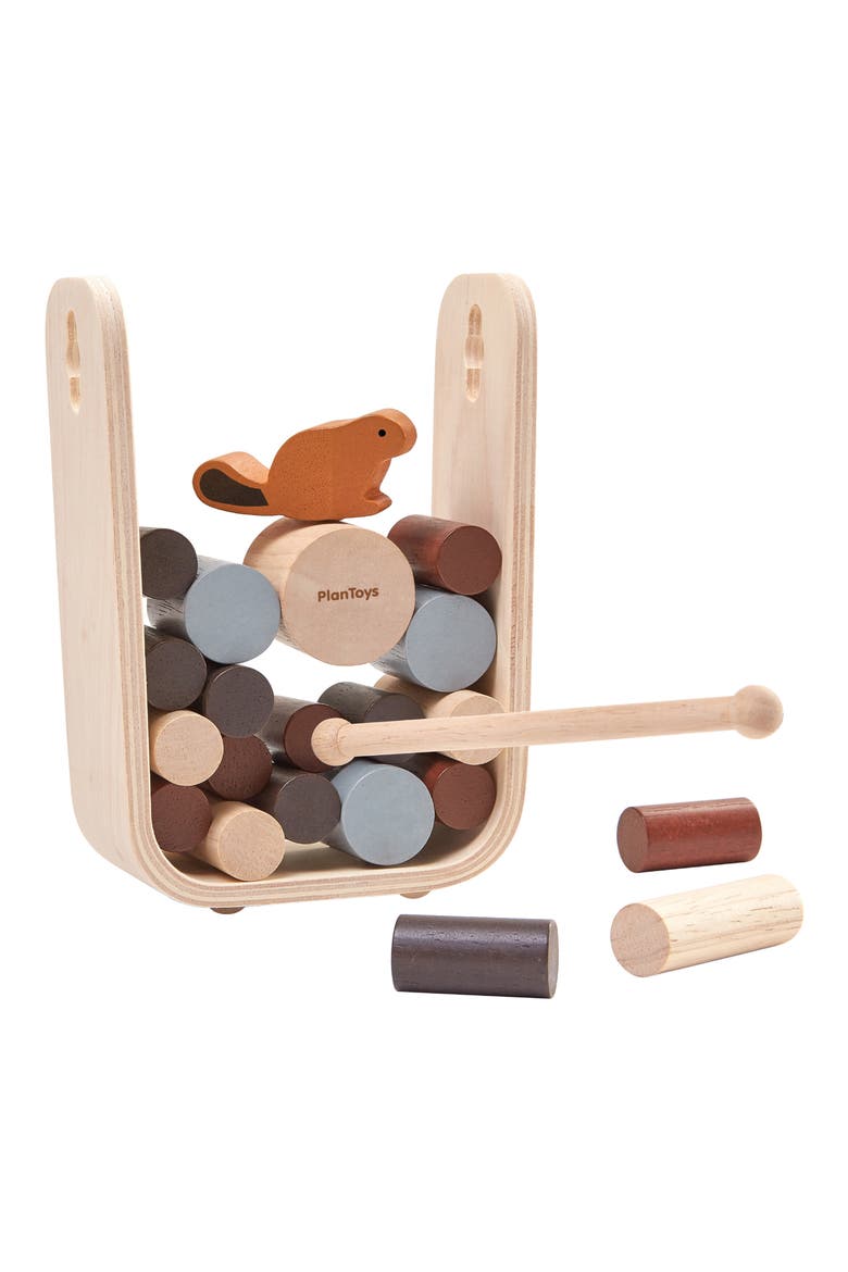 Timber Tumble Stacking Toy, Main, color, BROWN