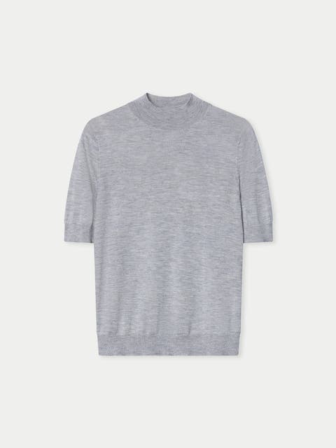 Cashmere Silk Shirt with High Neck